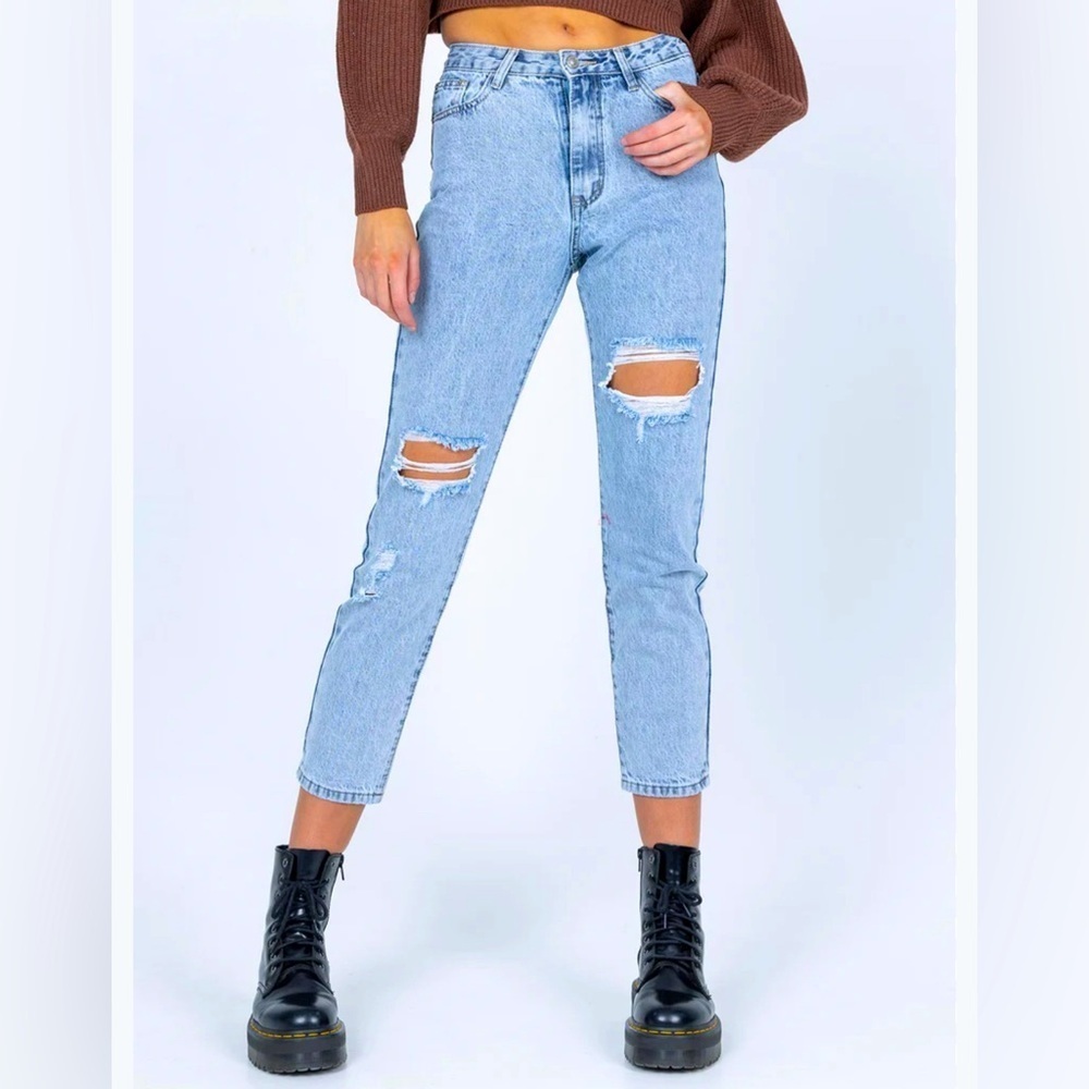 Princess Polly High Rise Distressed Mom Jeans Size US 4​​​​